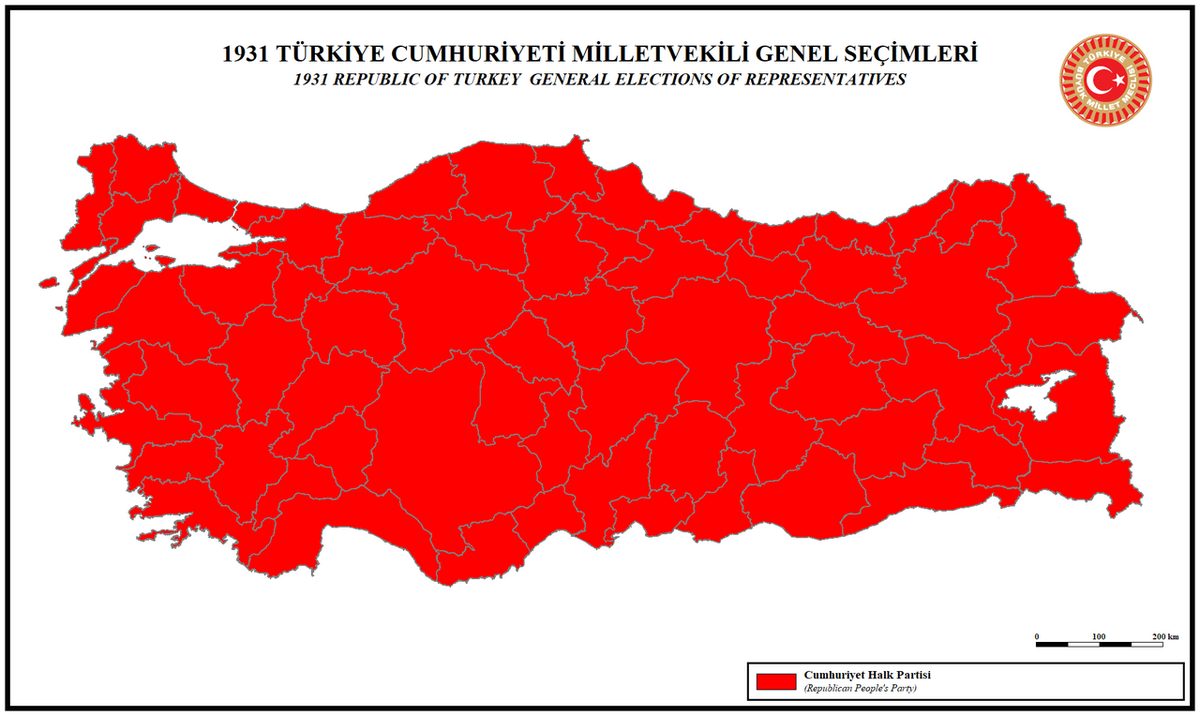 1931 milletvekili genel seçimlerinin illere göre sonuçlarını gösteren harita