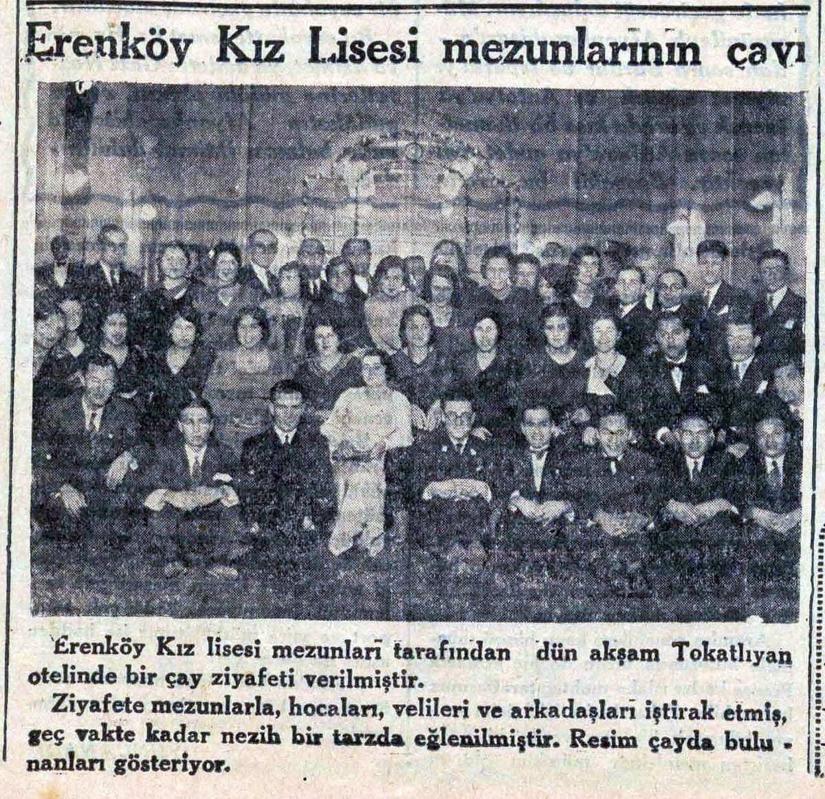 Cumhuriyet gazetesinde Erenköy Kız Lisesi haberi, 20 Ocak 1933