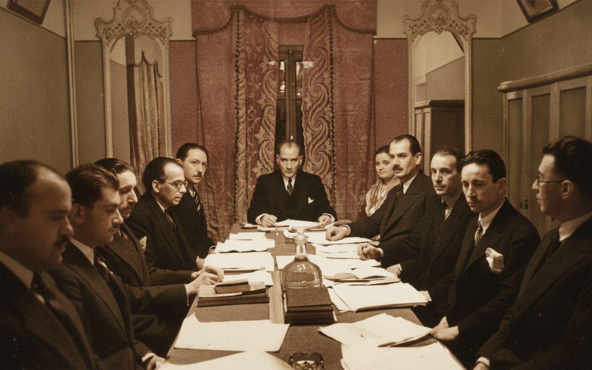 Atatürk, 4 Ocak 1933'te Dolmabahçe Sarayı'nda Türk Dili Tetkik Cemiyeti toplantısında