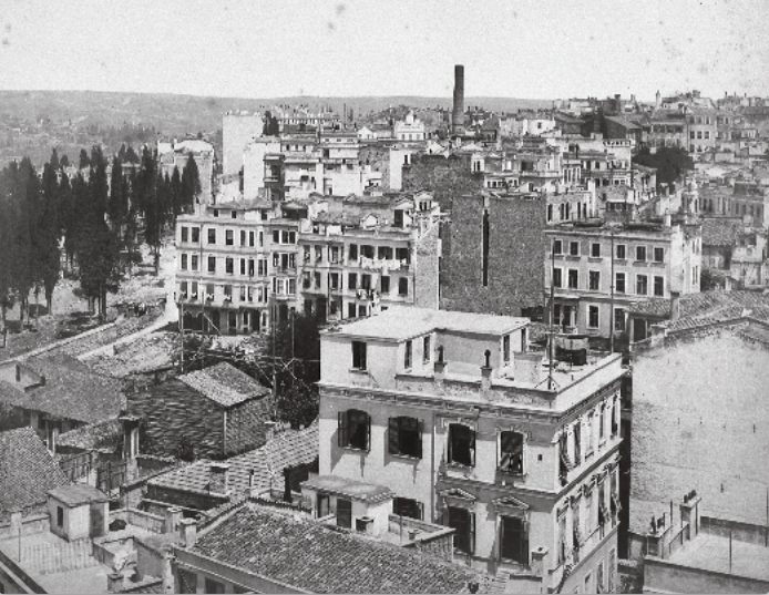 1872-1877 yıllarında Galata Kulesi yakınındaki Alman okulu binası