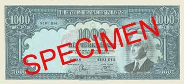İsmet İnönü portreli ikinci emisyon 1000 liralık banknot
