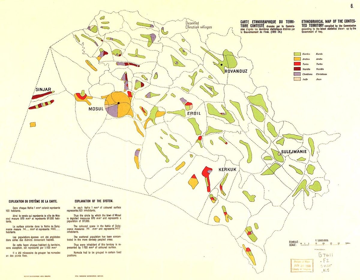 Tartışmalı Musul vilayetinin etnografik haritası, 1922-1924