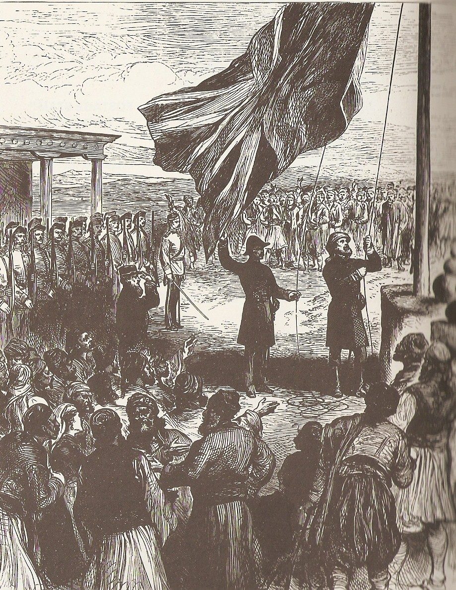 1878'de Lefkoşa'da İngiliz bayrağının göndere çekilmesi