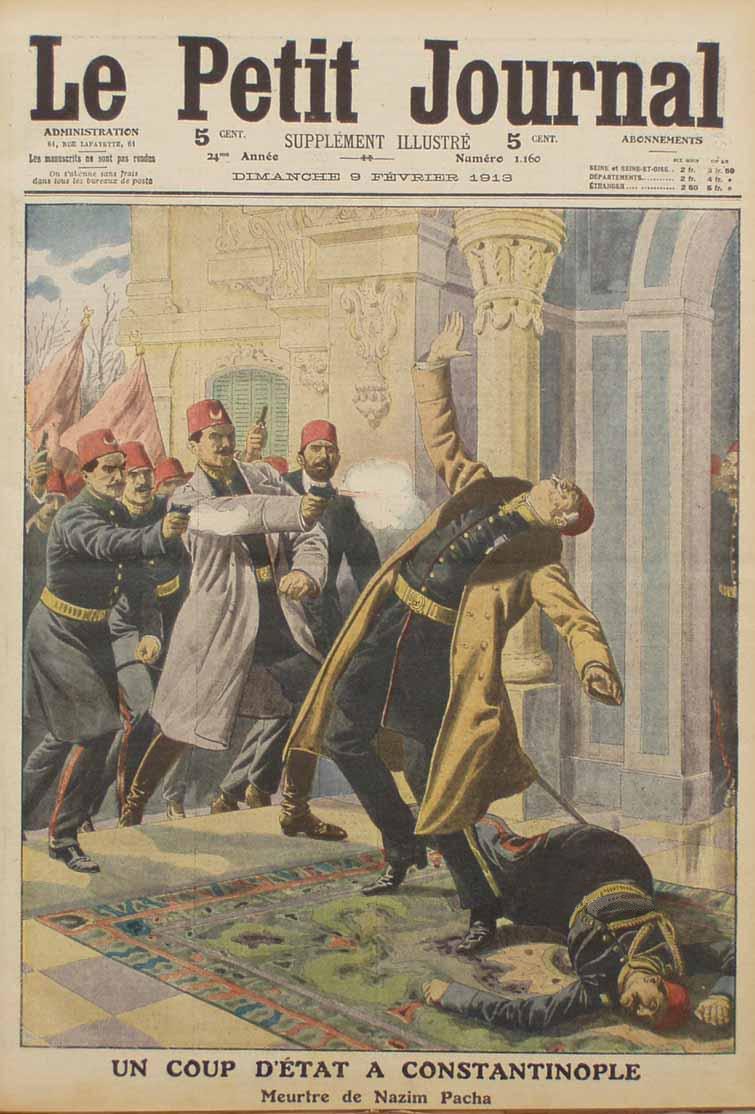 Nâzım Paşa'nın öldürülüşünü gösteren Fransız illüstrasyonu, 9 Şubat 1913