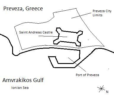 Preveze ve çevresini gösteren harita