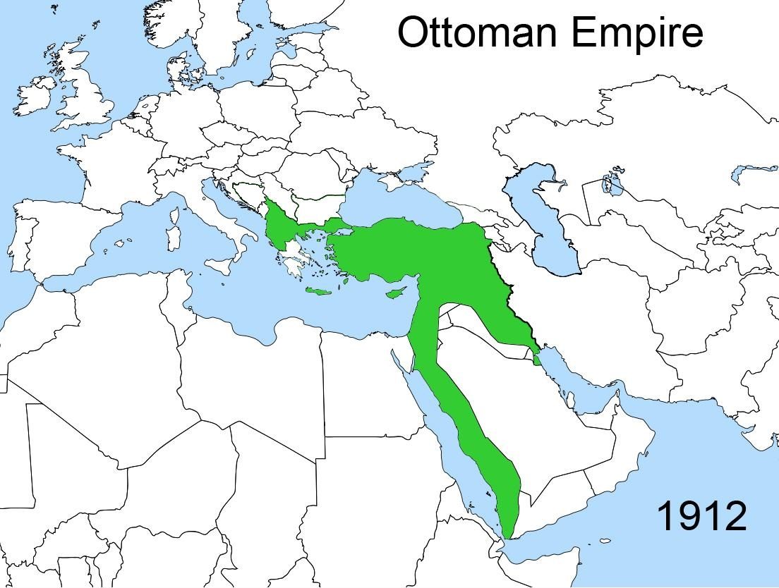 1912'de Osmanlı topraklarındaki değişiklikleri gösteren harita