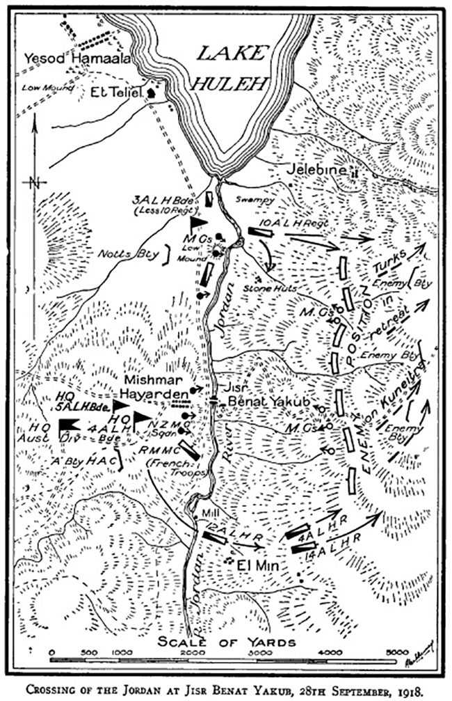 Cisr Benat Yakup'taki çarpışmayı gösteren 1918 tarihli görüntü