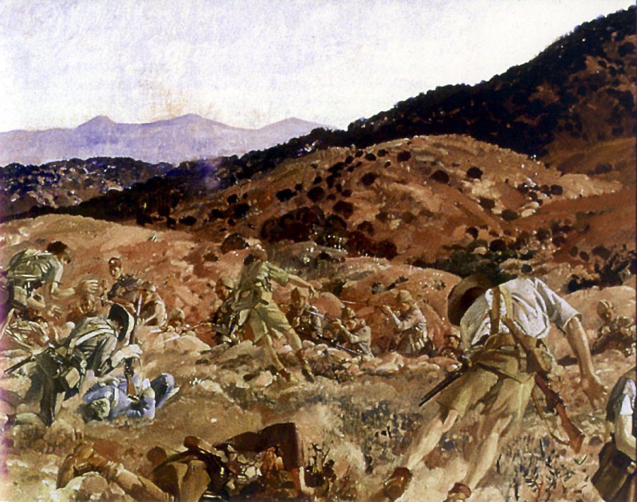 Avustralya 3. Hafif Süvari Tugayı'nın 7 Ağustos 1915'te Nek'teki hücumunu canlandıran resim