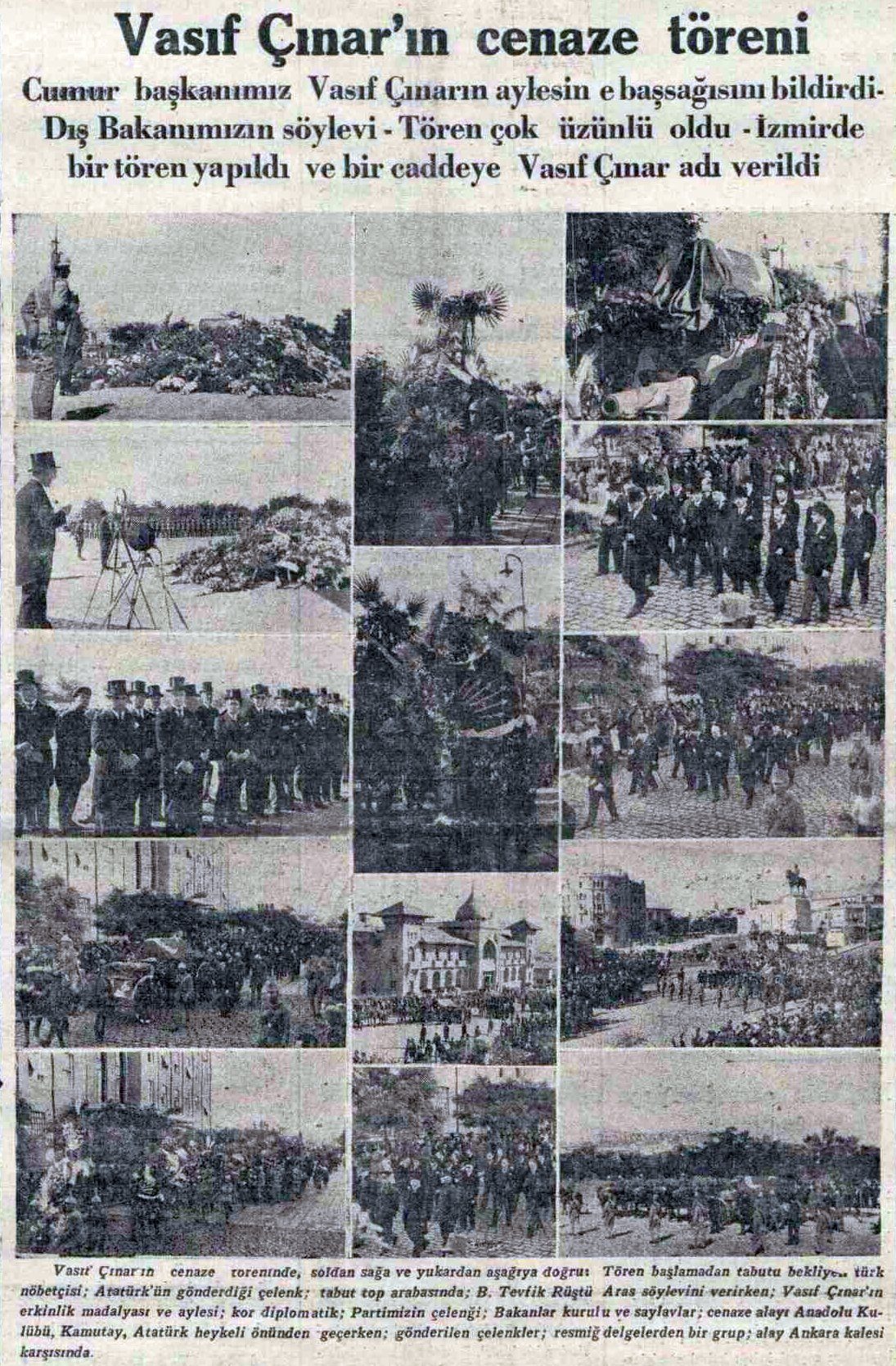 Ulus gazetesinin 9 Haziran 1935 tarihli sayısında Vasıf Çınar haberi