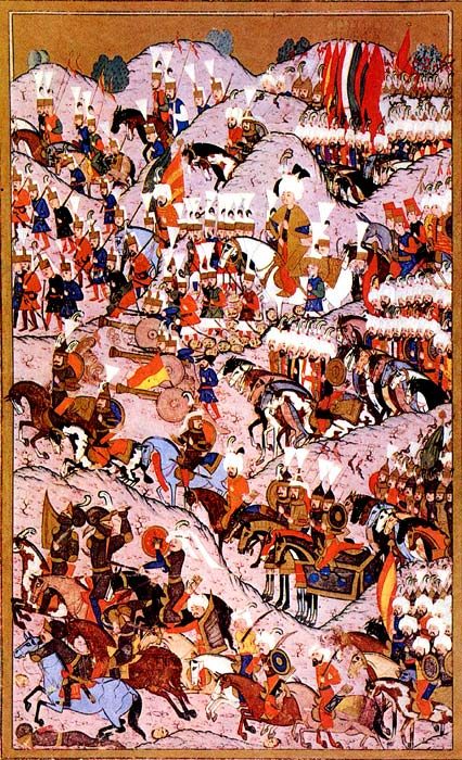 Hünername'de Kanuni Sultan Süleyman ve Mohaç Muharebesi minyatürü