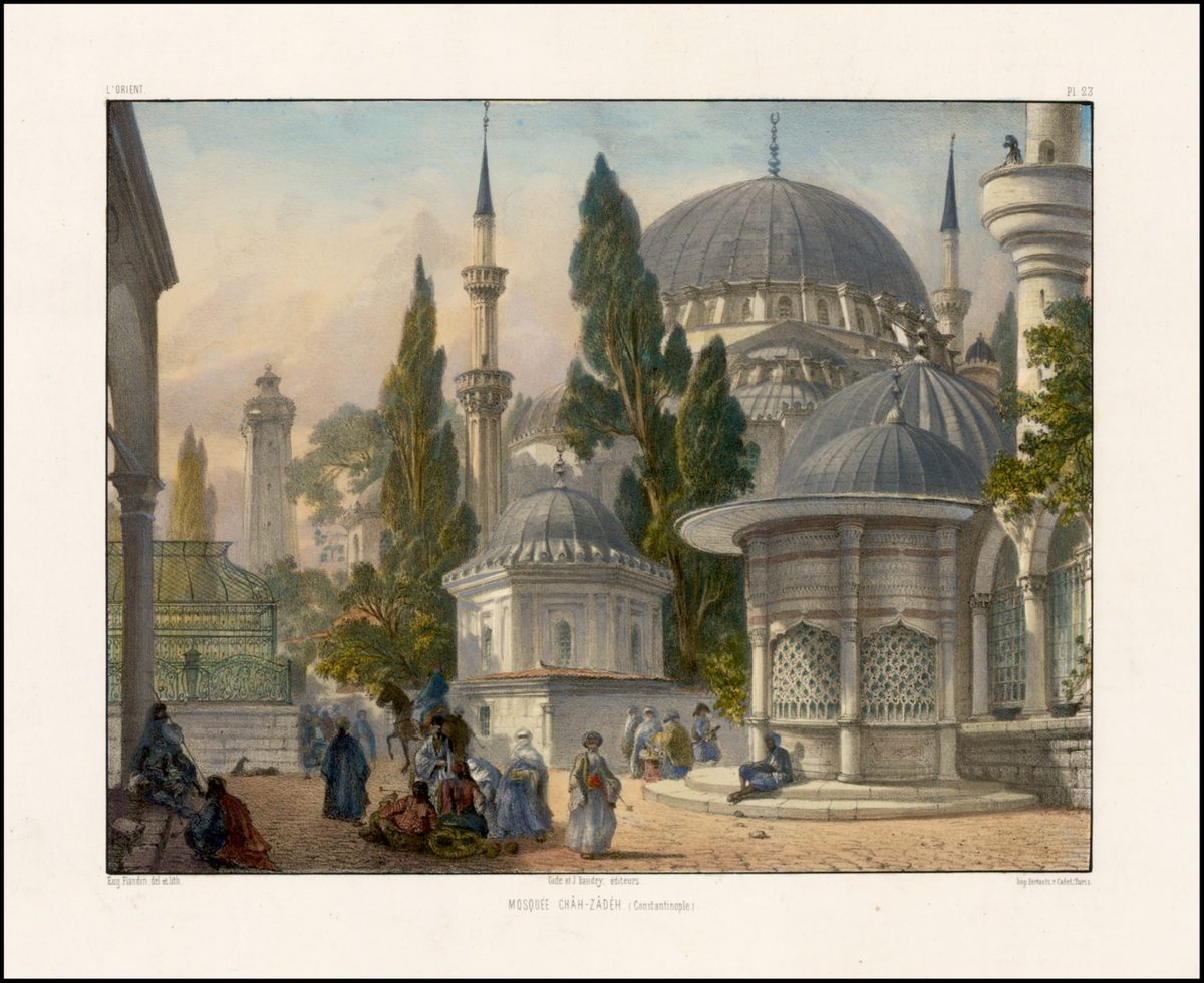 Sinan'ın çıraklık eserim dediği Şehzade Camii'ni gösteren 1853 tarihli çizim