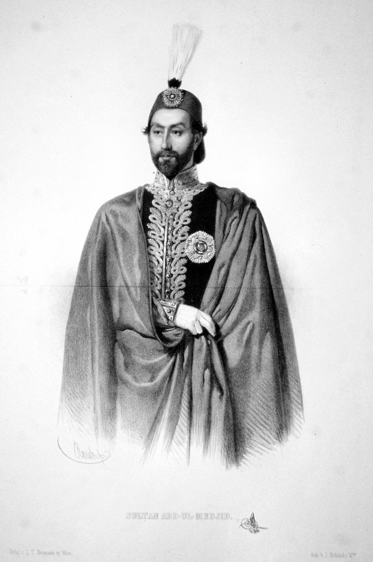 Sultan Abdülmecid'i gösteren bir taşbaskı portre