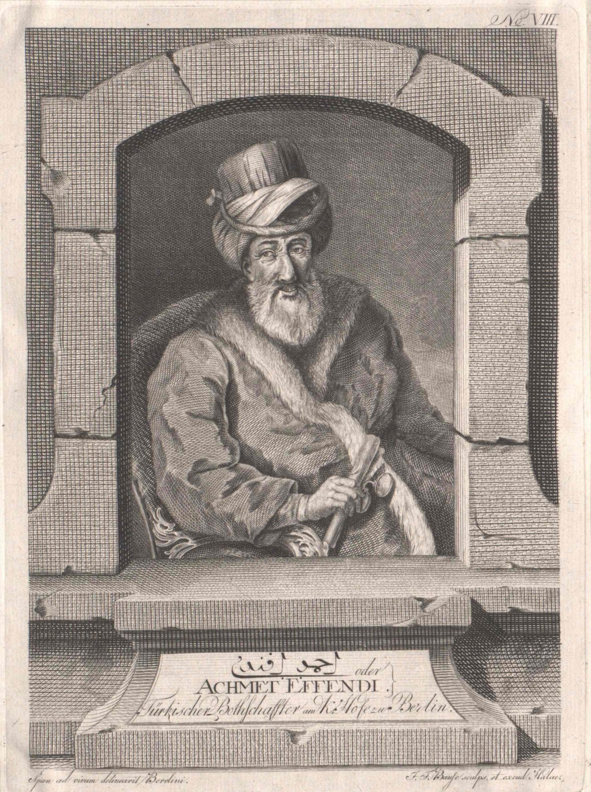 Osmanlı heyetinin başındaki Ahmed Resmî Efendi'yi gösteren tasvir
