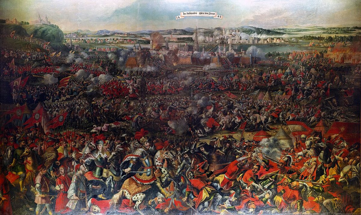 1683 Viyana kuşatmasını ve yardım ordusunun saldırısını gösteren anonim tablo