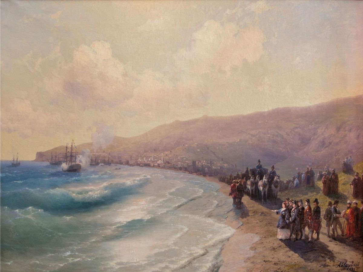 II. Katerina'nın 1787'de Kefe'ye (Feodosiya) gelişini gösteren tasvir