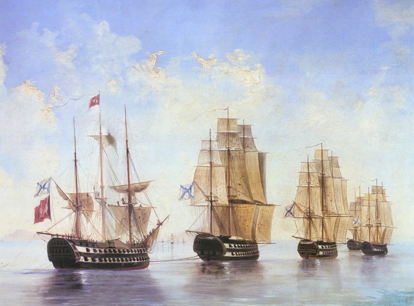 1807 Aynaroz (Athos) deniz savaşını gösteren tablo