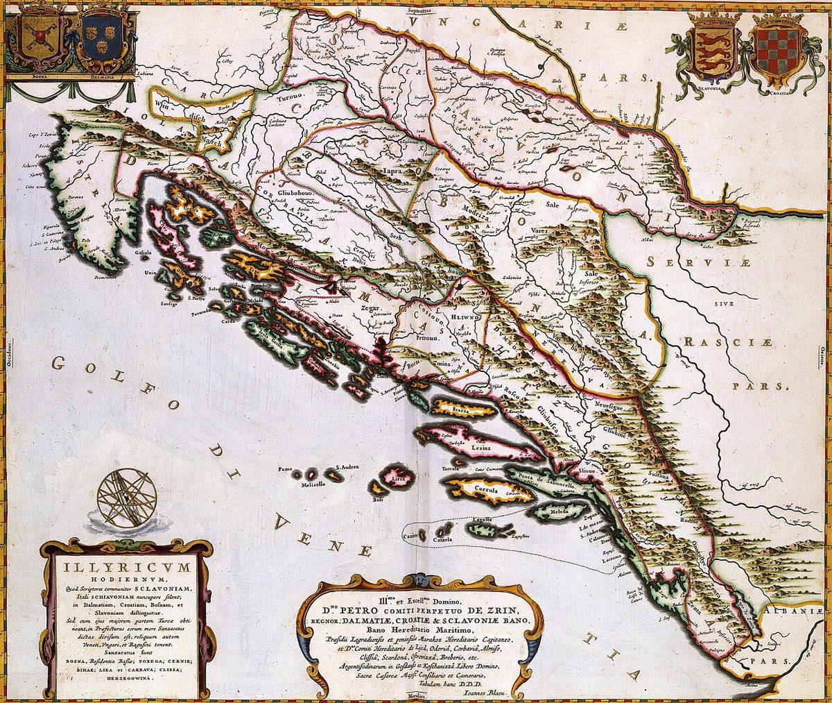 Blaeu'nun 1663 tarihli atlasında Bosna ve Dalmaçya haritası