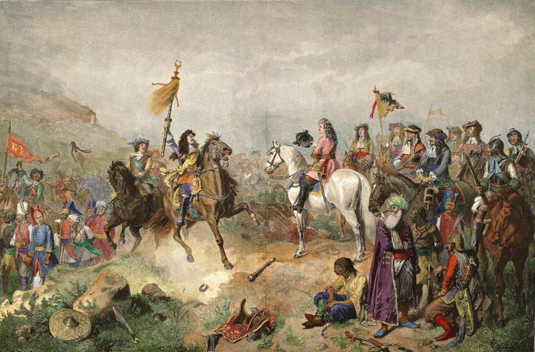 1687 İkinci Mohaç Muharebesi'ni gösteren dönem gravürü