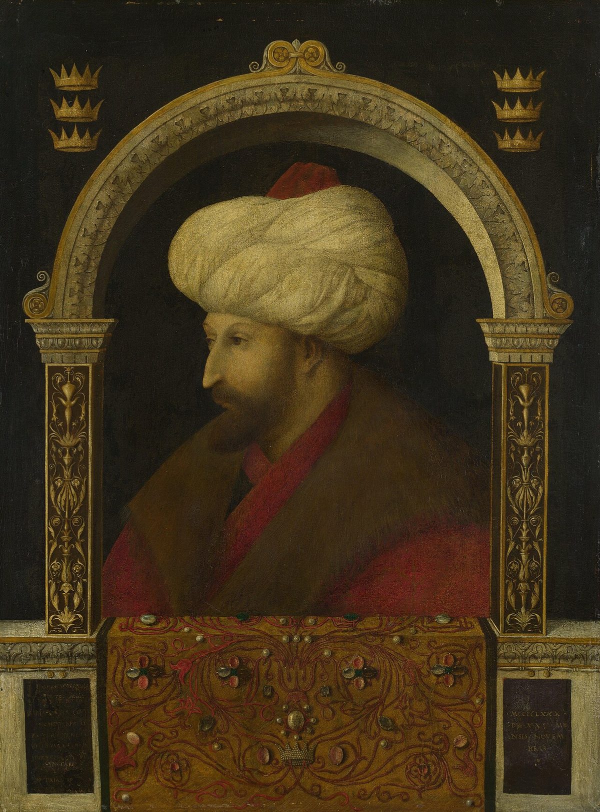 Gentile Bellini'ye atfedilen ve Londra'daki National Gallery'de bulunan Fatih Sultan Mehmed portresi