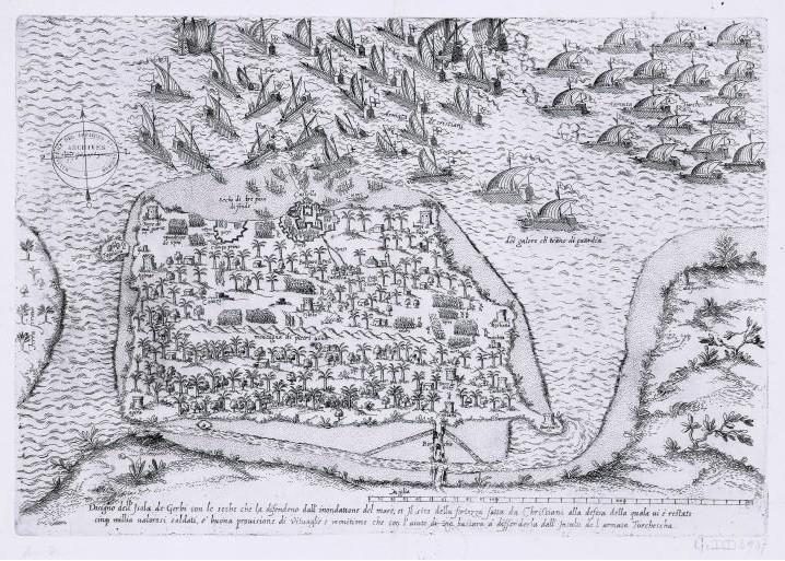 1560 Cerbe Muharebesi'ni gösteren dönem haritası