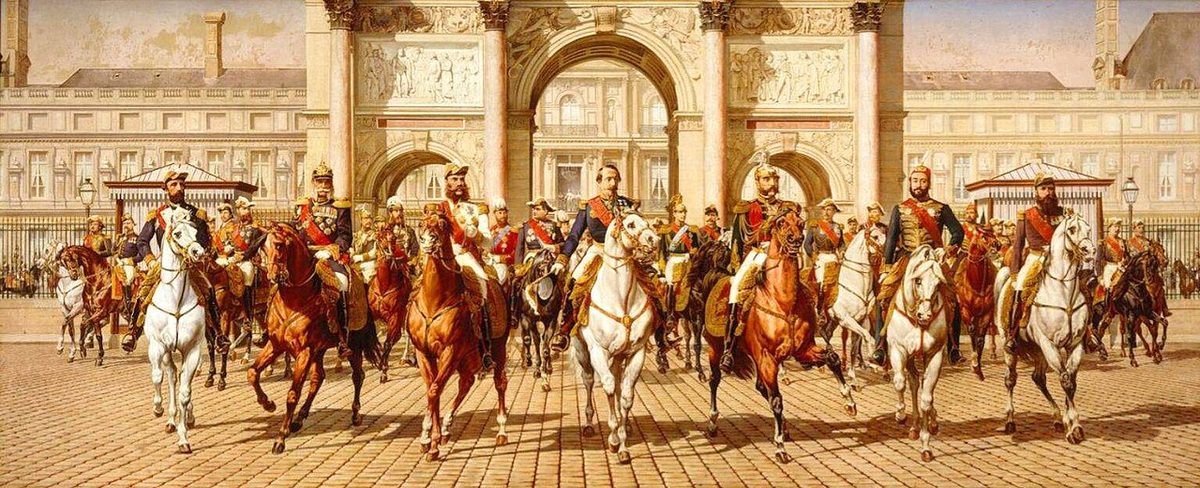 Charles Porion'un 1867 Paris Sergisi için toplanan hükümdarları gösteren tablosu