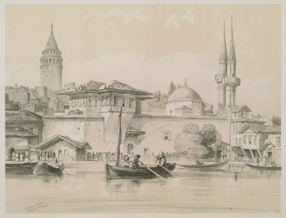 Lewis'in İstanbul albümünden gümrük binası taş baskısı