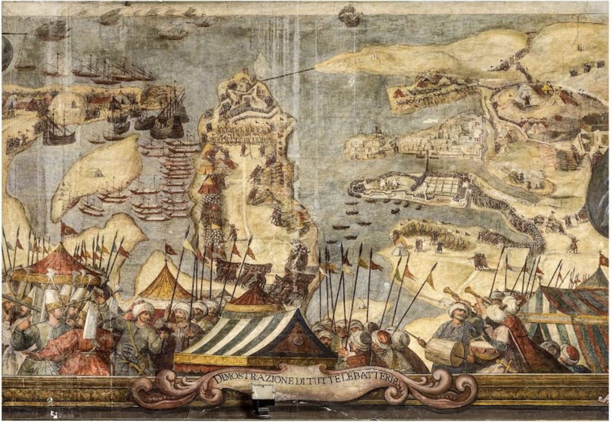 1565 kuşatmasındaki topçu mevzilerini gösteren dönem planı