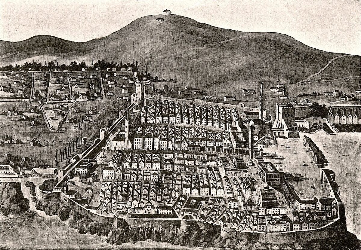 1667 depreminden önce Dubrovnik şehrini gösteren resim
