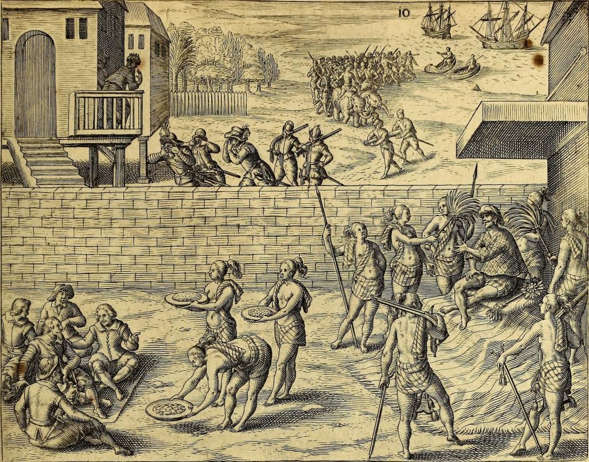 1601'de Hollandalıların Aceh sultanını ziyaretini gösteren bir gravür