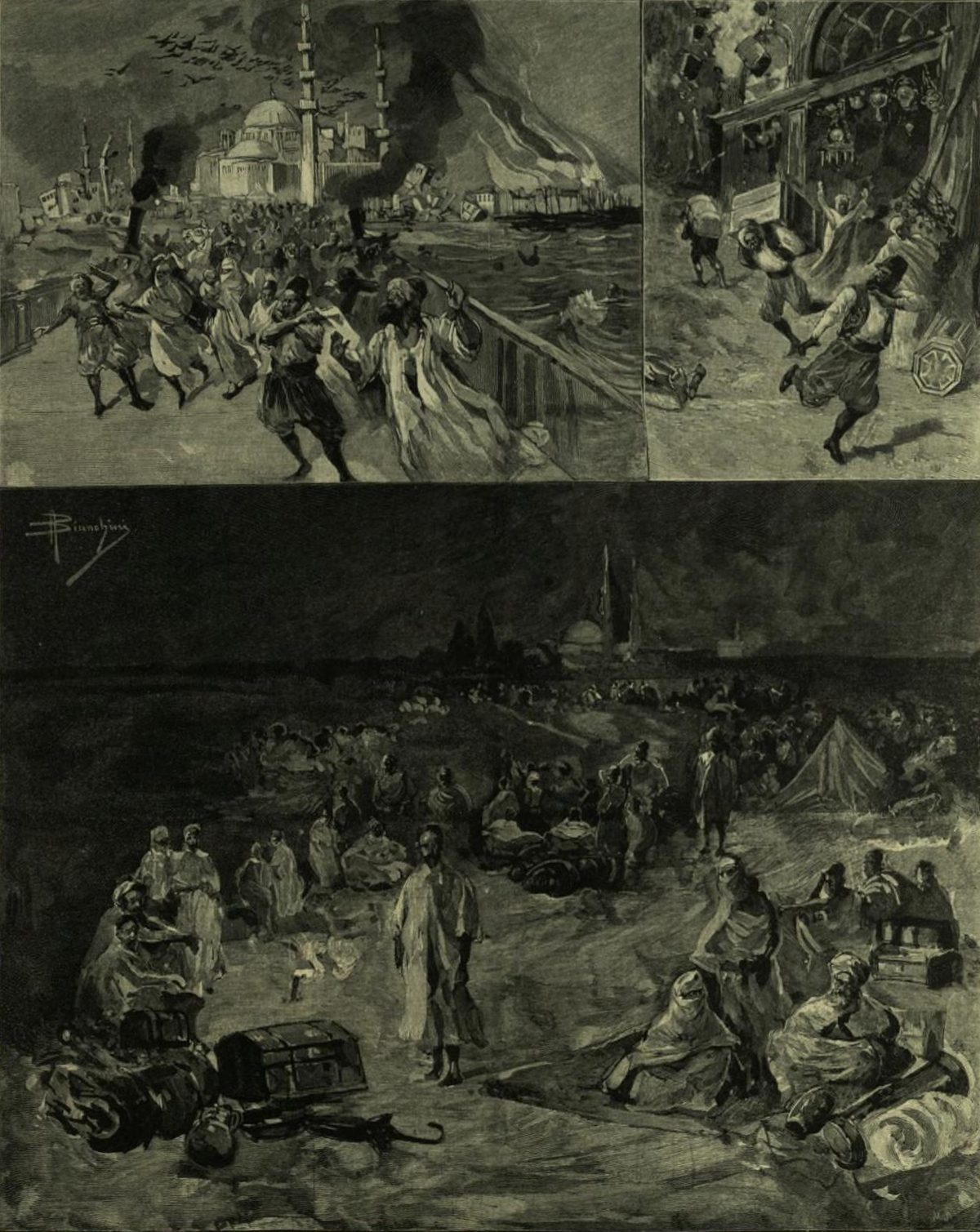 A. Bianchini'nin 1894 İstanbul depremini gösteren resmi