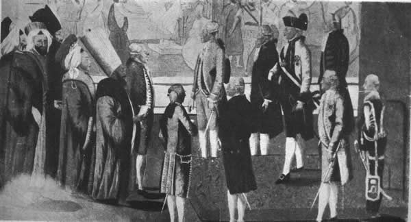 Ebubekir Râtib Efendi'nin Habsburg imparatoru II. Leopold tarafından kabulünü gösteren resim