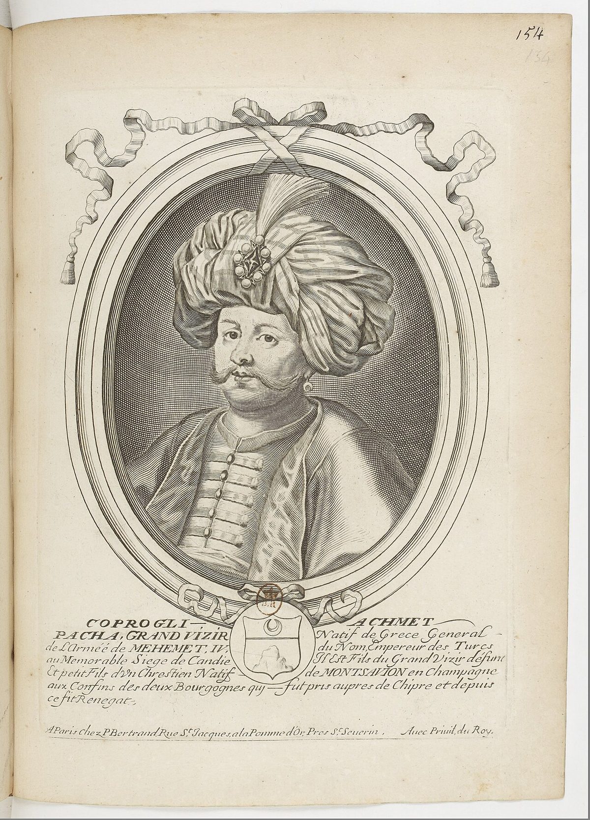 Nicolas de Larmessin'in Fazıl Ahmed Paşa'yı gösteren gravürü