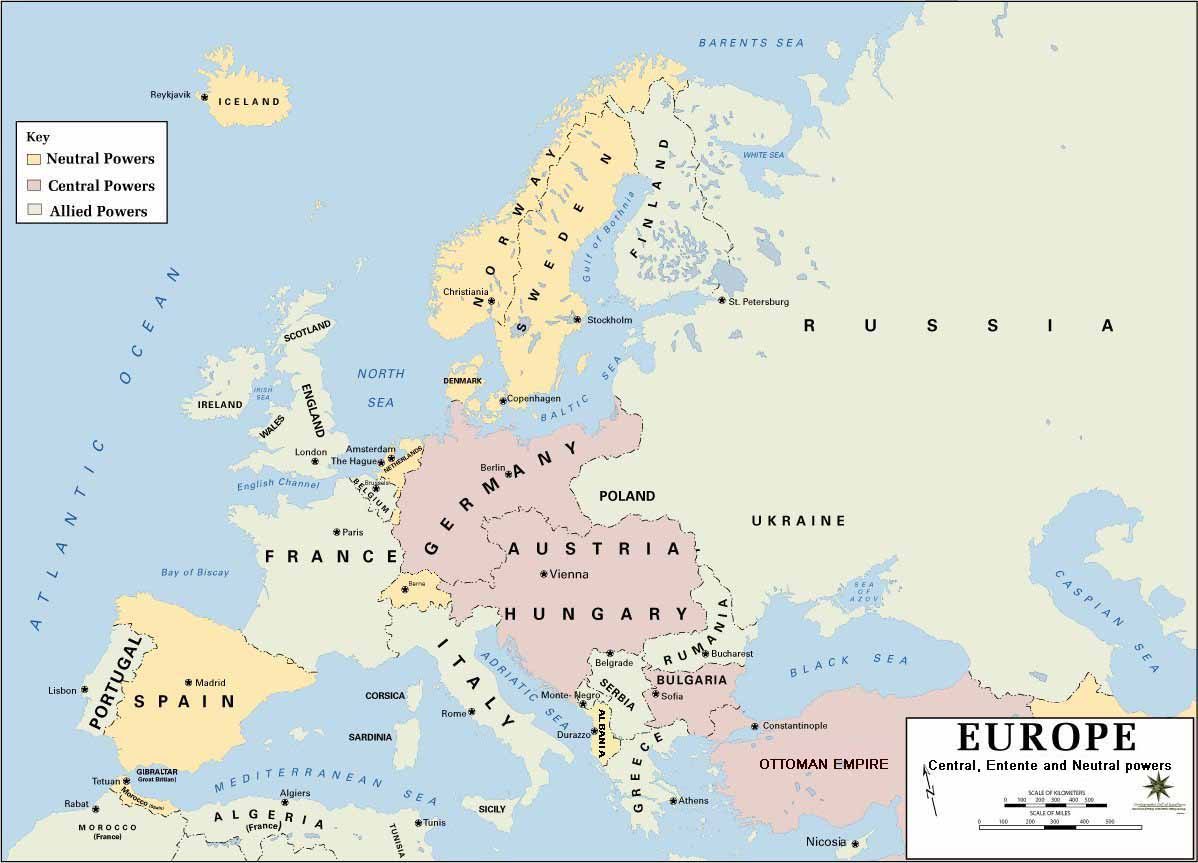 1914'te Avrupa'nın siyasi haritası