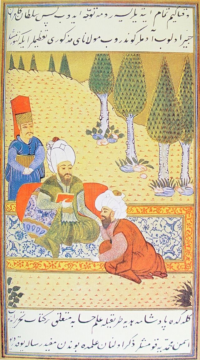 Fatih Sultan Mehmed ile Ali Kuşçu'yu gösteren temsilî resim