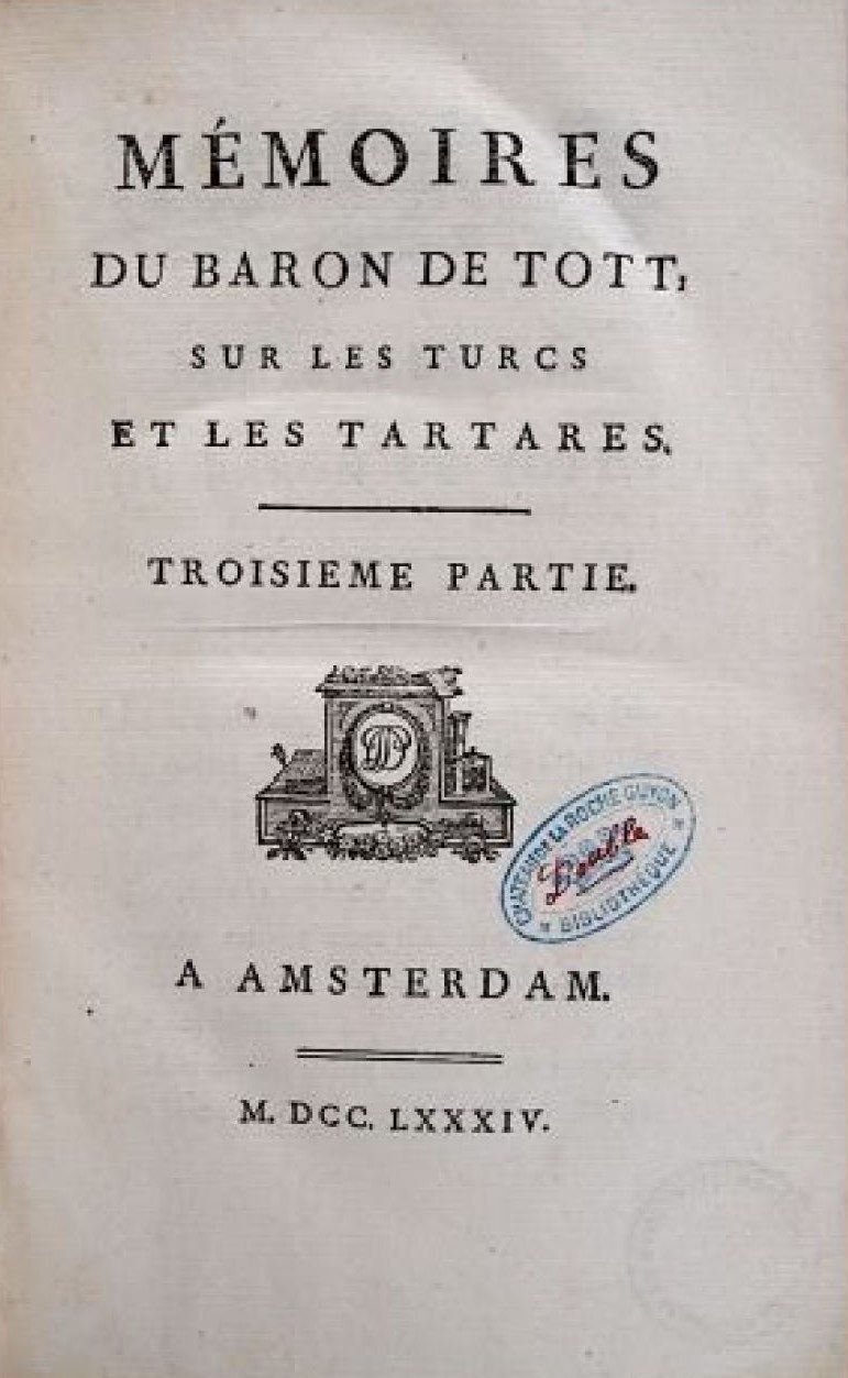Baron de Tott'un hatıratının eski bir baskısı