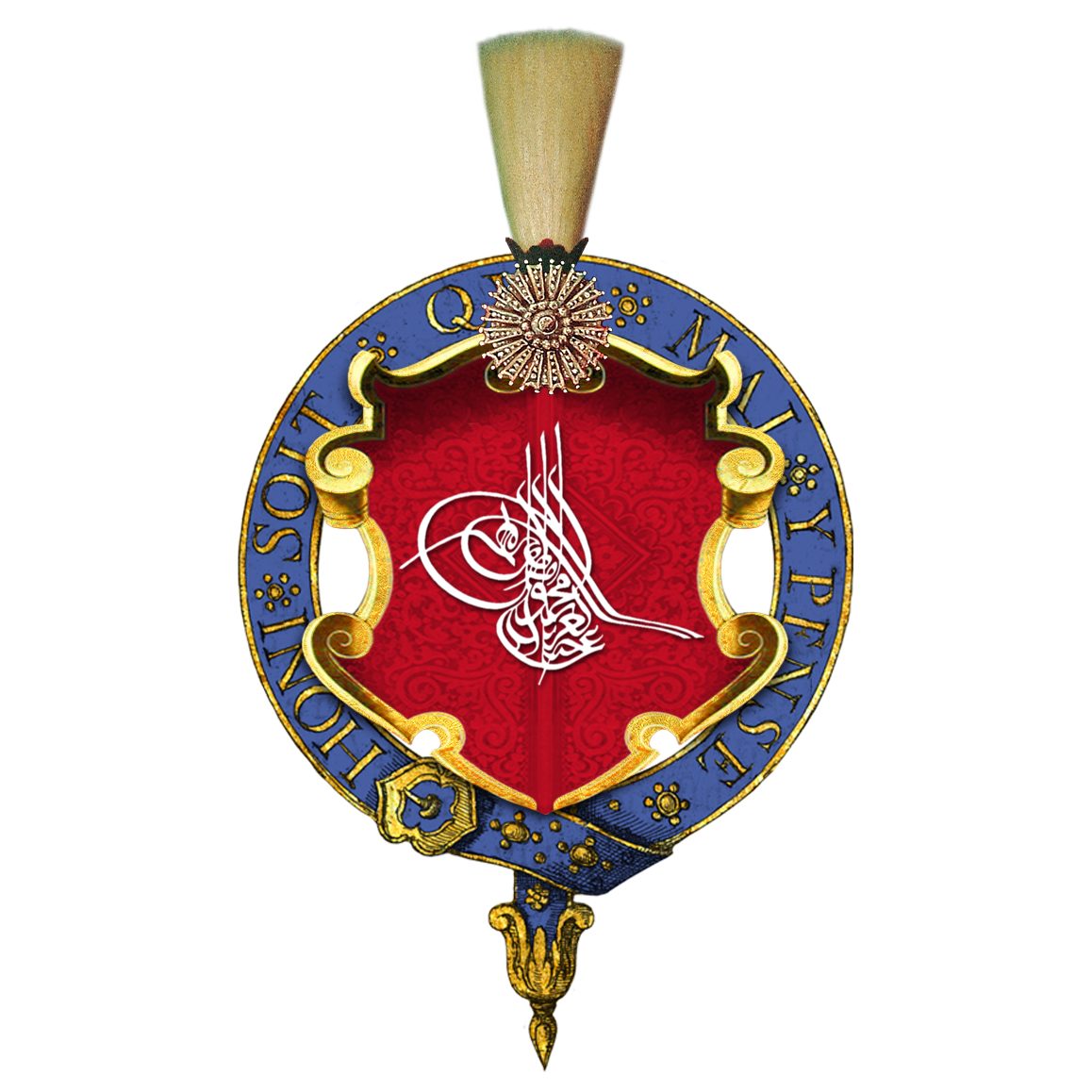 Sultan Abdülaziz'in Jartiyer nişanıyla çevrelenmiş tuğrası