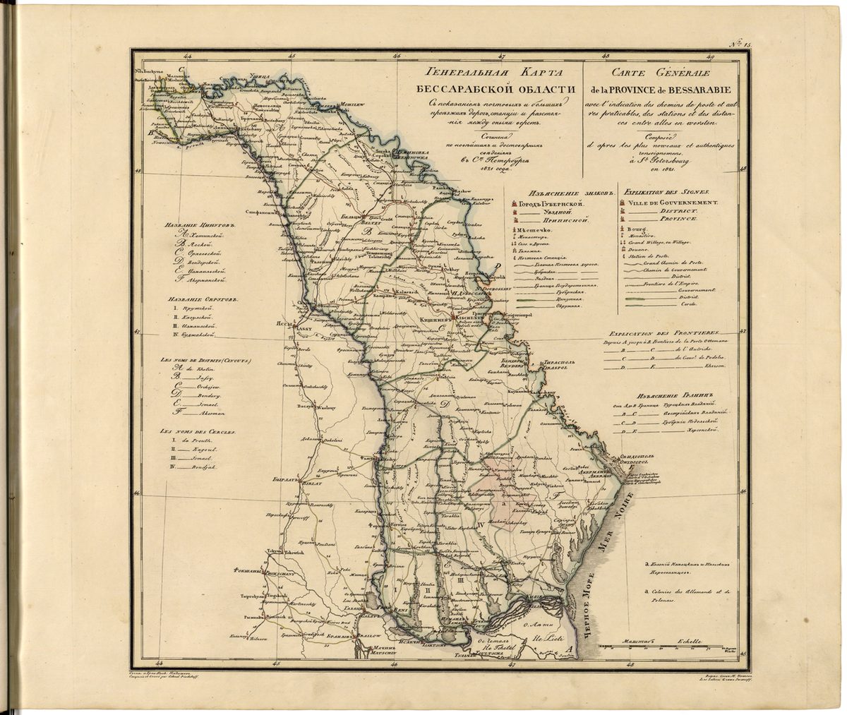 1821 tarihli Rus Besarabya haritası