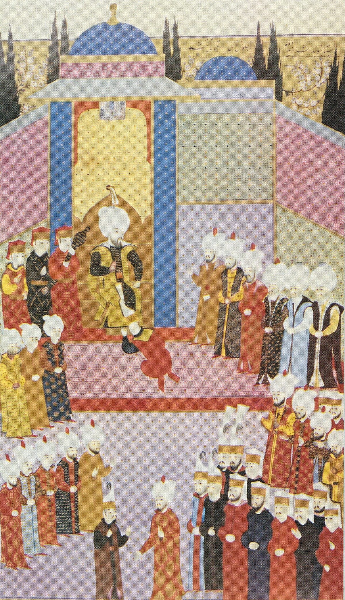 Hünername'nin birinci cildinden II. Bayezid'i gösteren minyatür