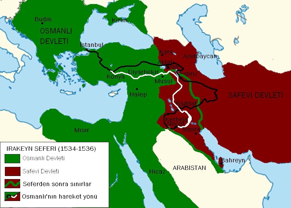 Irakeyn Seferi güzergâhını gösteren harita