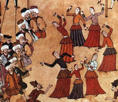 Surname-i Vehbi'de köçeklerin gösterisini resmeden minyatür