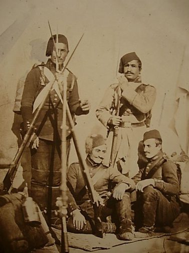 1854'te Kırım Savaşı sırasında Osmanlı piyade askerleri