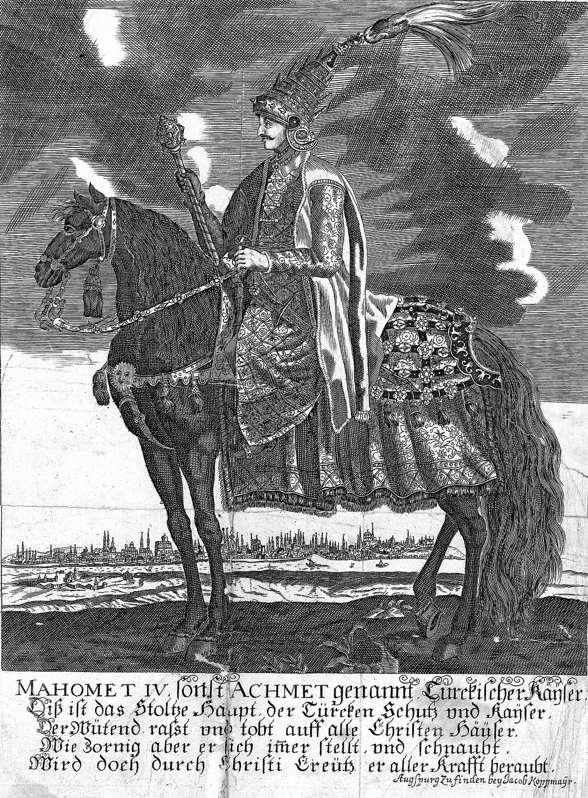 IV. Mehmed'i gösteren XVII. yüzyıl Alman gravürü
