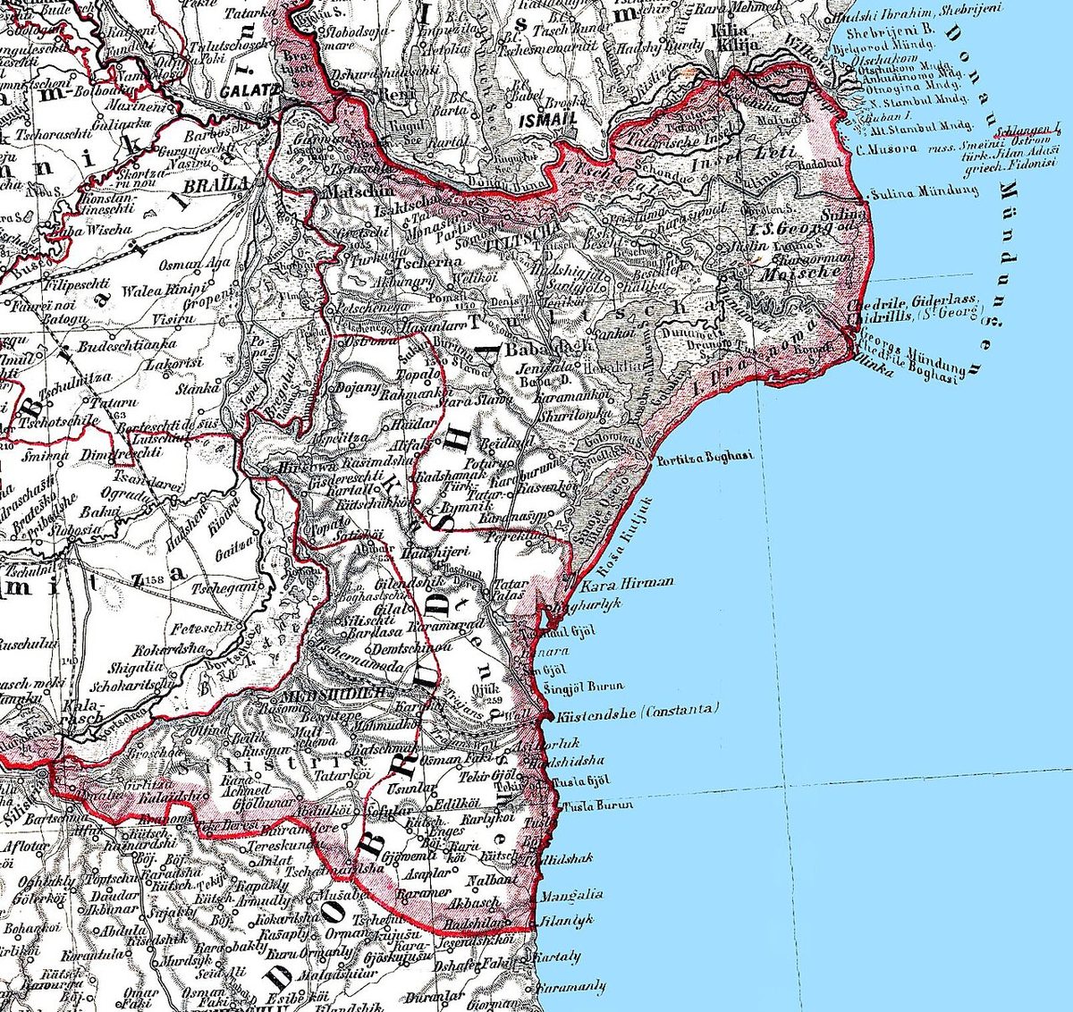 1878–1879 dönemine ait Dobruca haritası