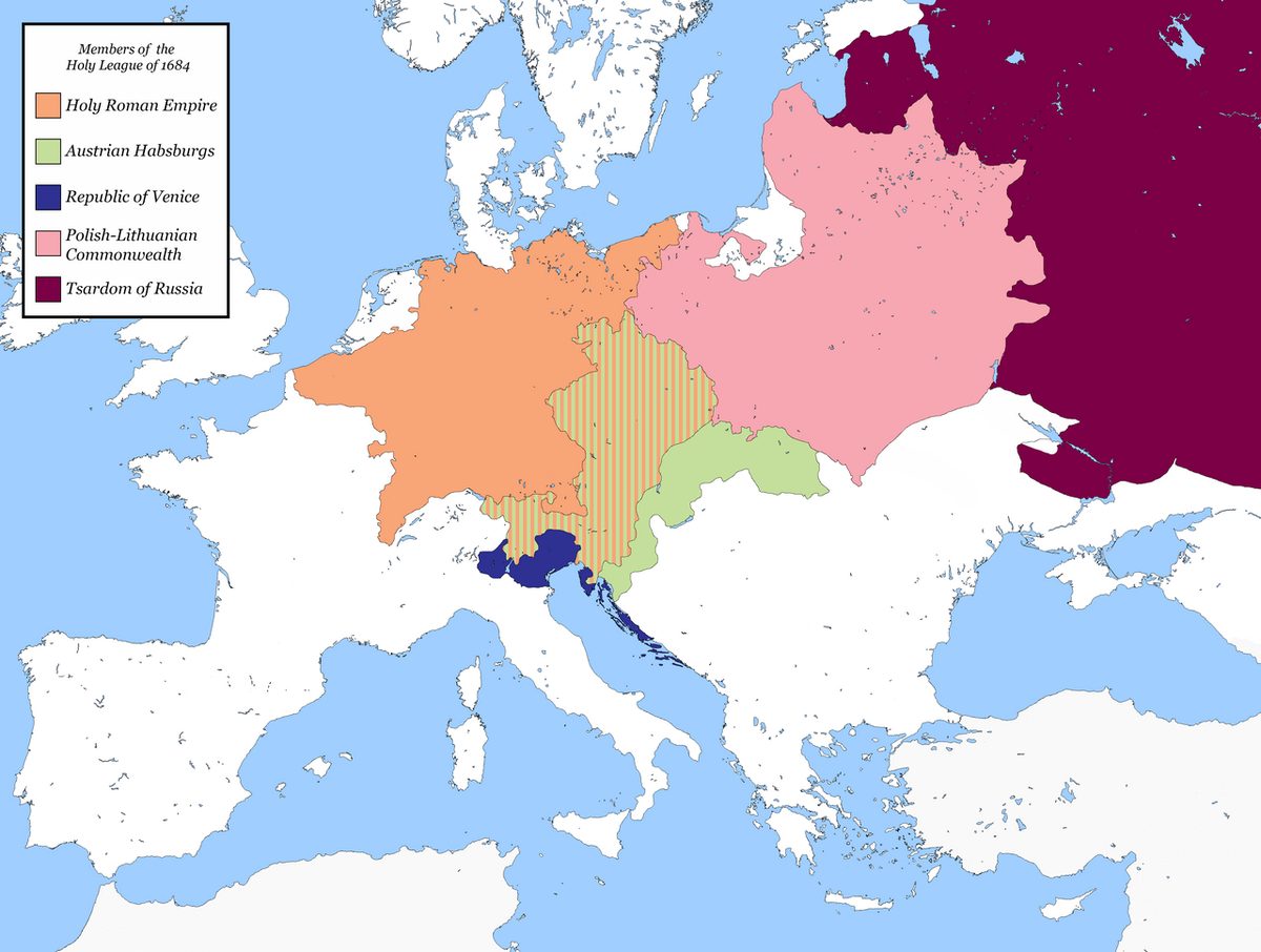 1684 Kutsal İttifak üyelerini gösteren harita
