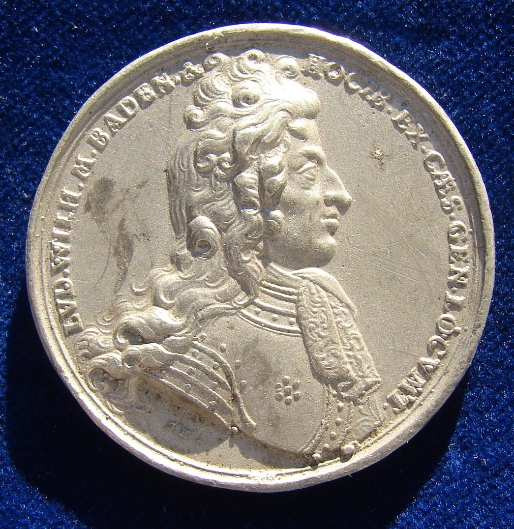 Slankamen zaferi için Baden uçbeyi Ludwig Wilhelm adına basılan 1691 madalyasının ön yüzü