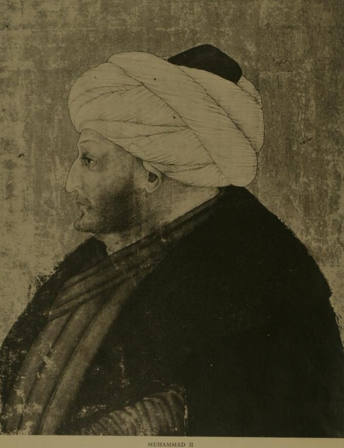 Fatih Sultan Mehmed'i profilden gösteren portre