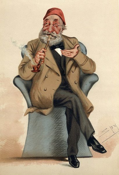 Vanity Fair dergisinde Mithat Paşa'yı Osmanlı anayasasıyla birlikte anan karikatür