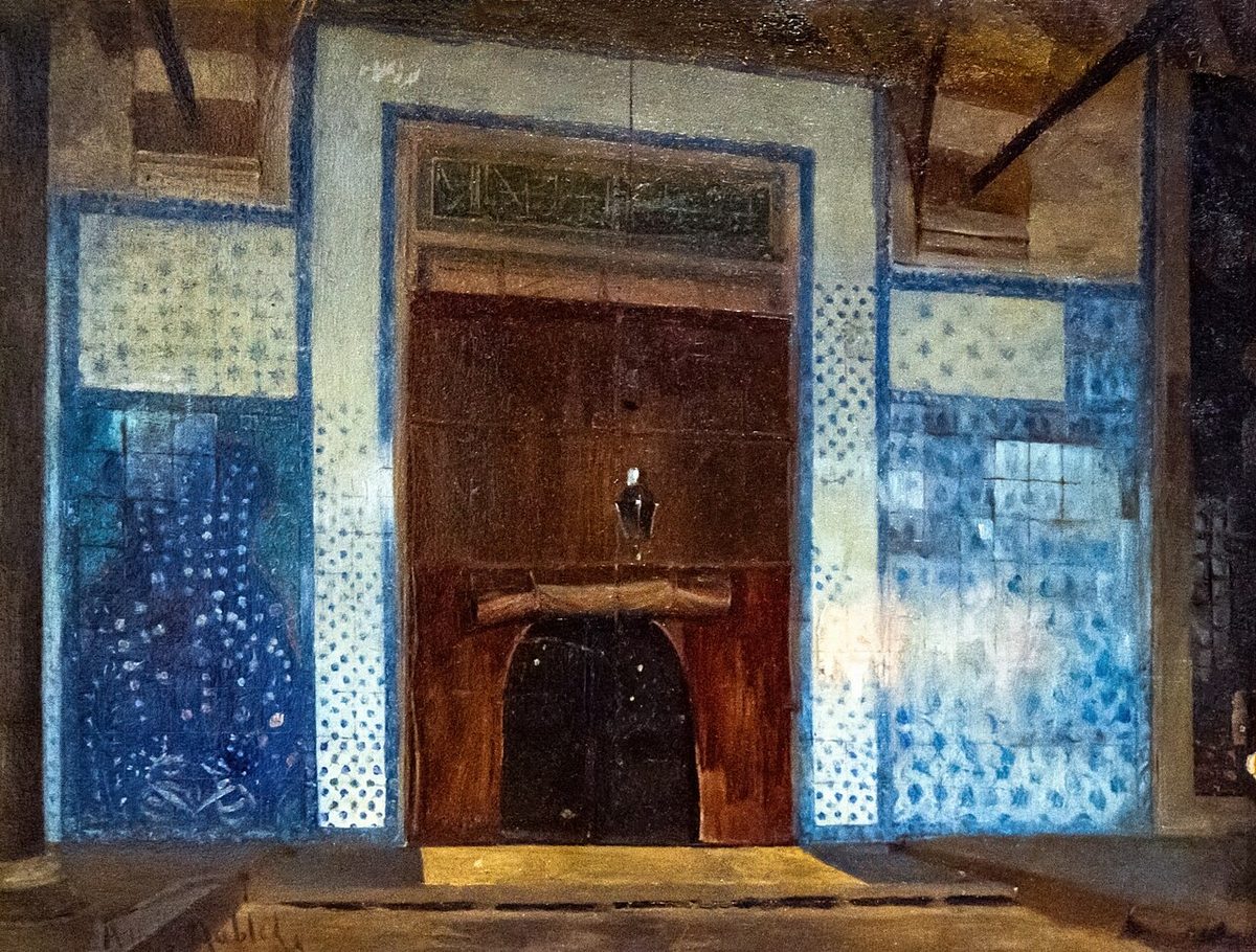 Albert Aublet'nin Rüstem Paşa Camii'nin içini gösteren tablosu
