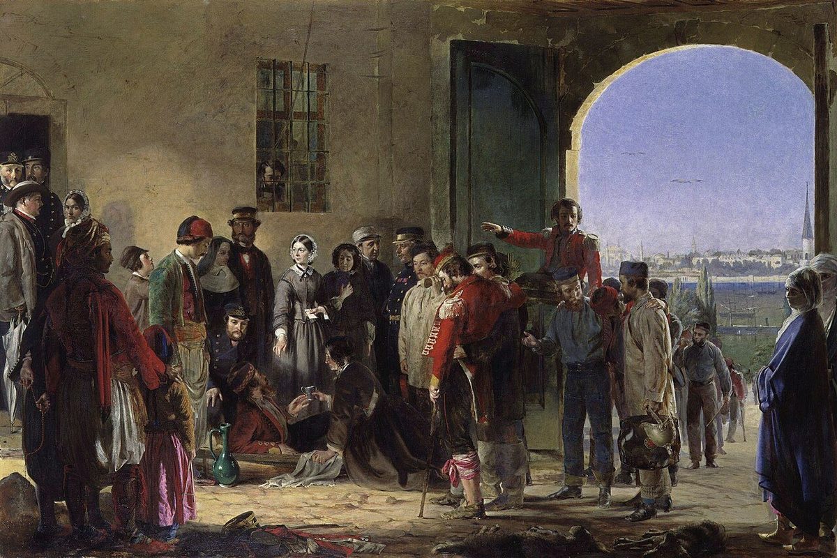 Jerry Barrett'ın Florence Nightingale'i Üsküdar'da yaralıları karşılarken gösteren tablosu