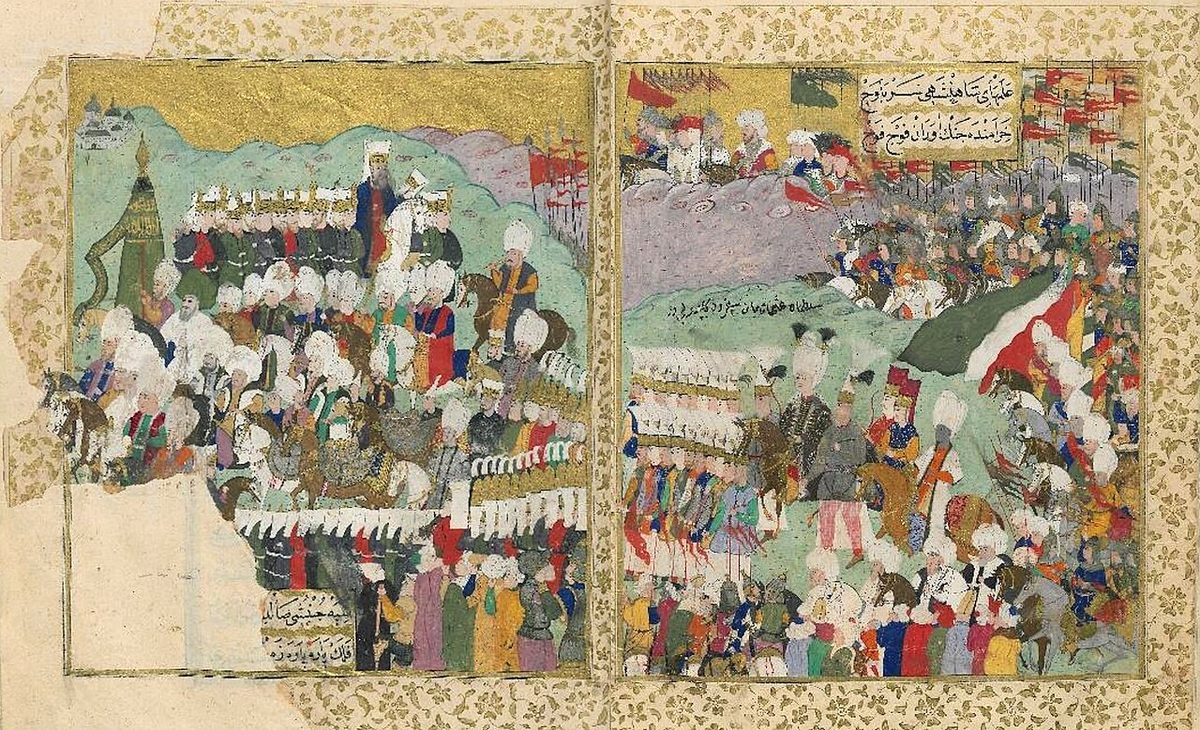 II. Osman'ı ve ordusunu Hotin seferine giderken gösteren minyatür (Topkapı Sarayı Müzesi Kütüphanesi H.1124)